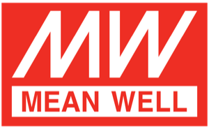 mean well red logo with white lettering