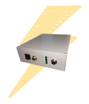 picture shows 2,800 watt multiple output regulated power supply with yellow lightning bolt in background